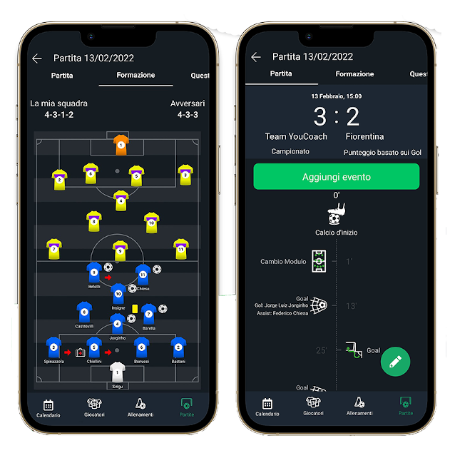 Visualizza eventi partita YouCoachApp