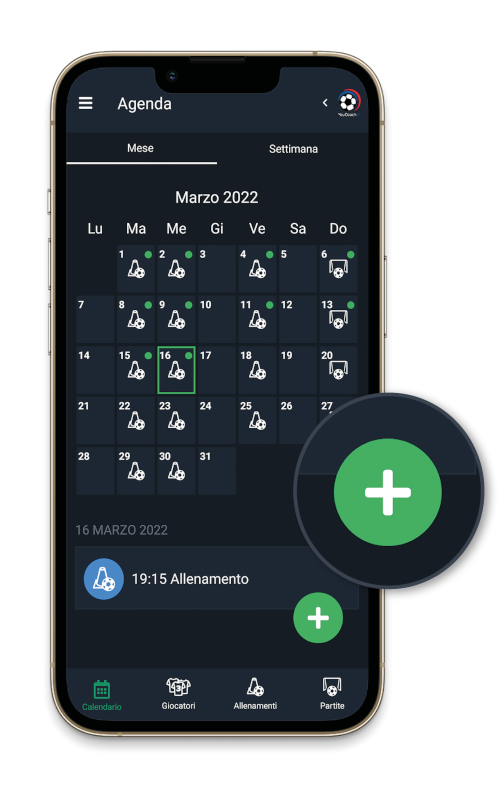 Pianifica allenamento con YouCoachApp mobile