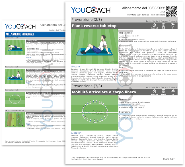 Stampa allenamento con YouCoachApp