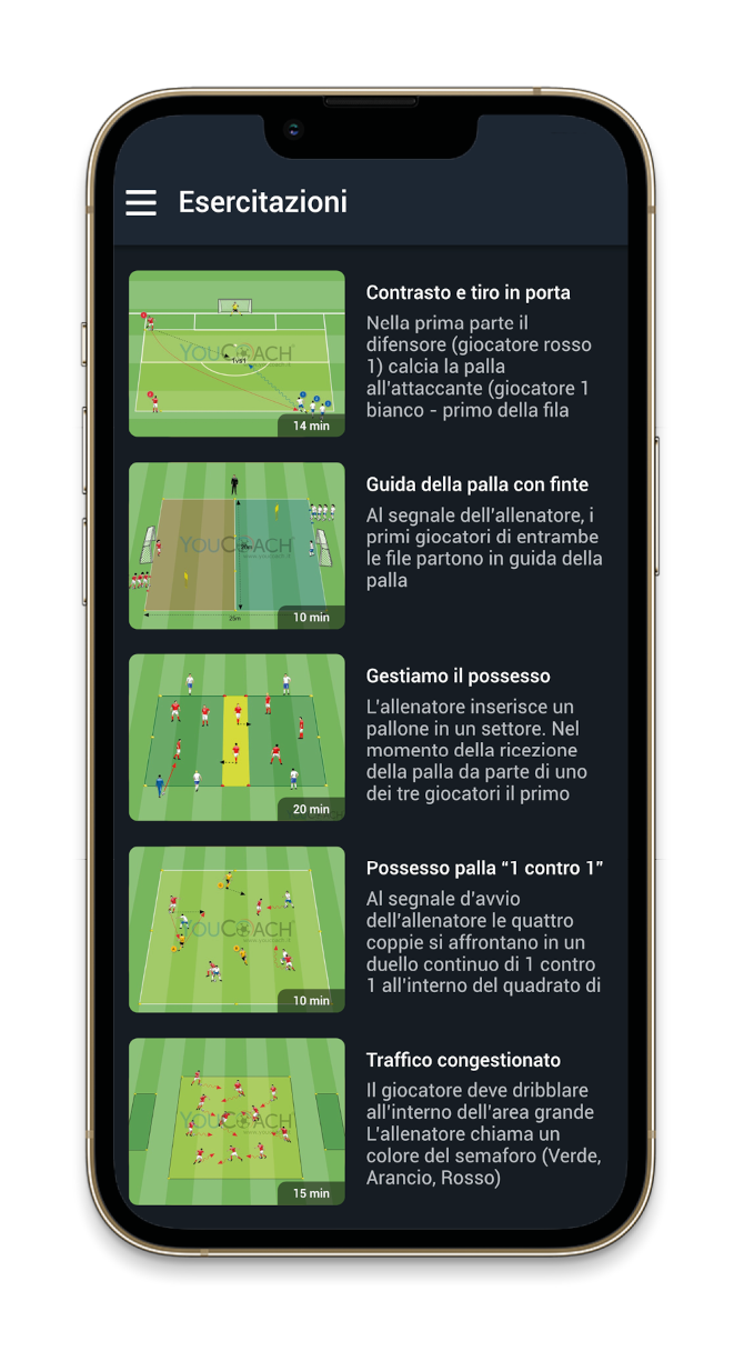 Esercizi disponibili da smartphone su YouCoachApp